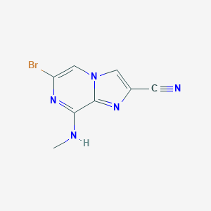 molecular formula C8H6BrN5 B141221 6-Bromo-8-methylaminoimidazo(1,2-a)pyrazine-2-carbonitrile CAS No. 142744-39-6