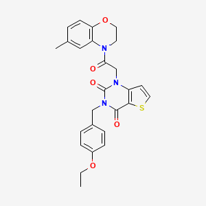 molecular formula C26H25N3O5S B14122128 3-(4-ethoxybenzyl)-1-[2-(6-methyl-2,3-dihydro-4H-1,4-benzoxazin-4-yl)-2-oxoethyl]thieno[3,2-d]pyrimidine-2,4(1H,3H)-dione 