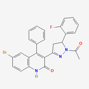 3-(1-acetyl-5-(2-fluorophenyl)-4,5-dihydro-1H-pyrazol-3-yl)-6-bromo-4-phenylquinolin-2(1H)-one