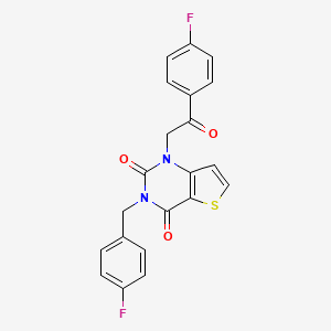 molecular formula C21H14F2N2O3S B14122235 3-(4-fluorobenzyl)-1-(2-(4-fluorophenyl)-2-oxoethyl)thieno[3,2-d]pyrimidine-2,4(1H,3H)-dione 