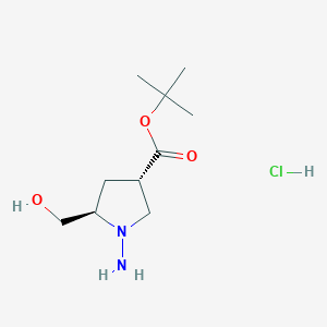 molecular formula C10H21ClN2O3 B14122294 tert-butyl (3S,5R)-1-amino-5-(hydroxymethyl)pyrrolidine-3-carboxylate;hydrochloride 