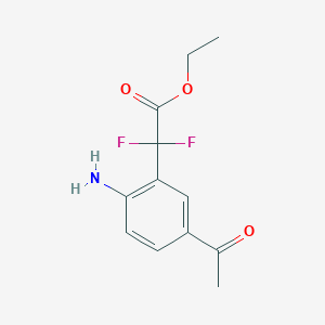 molecular formula C12H13F2NO3 B14122305 Ethyl 2-(5-acetyl-2-aminophenyl)-2,2-difluoroacetate 