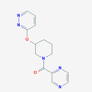 molecular formula C14H15N5O2 B14122456 Pyrazin-2-yl(3-(pyridazin-3-yloxy)piperidin-1-yl)methanone 