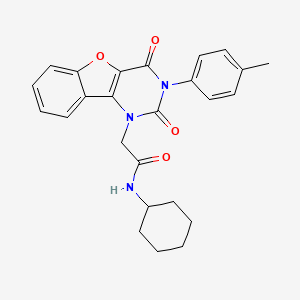 molecular formula C25H25N3O4 B14122474 N-cyclohexyl-2-(2,4-dioxo-3-(p-tolyl)-3,4-dihydrobenzofuro[3,2-d]pyrimidin-1(2H)-yl)acetamide 