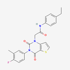 molecular formula C23H20FN3O3S B14122551 N-(4-ethylphenyl)-2-(3-(4-fluoro-3-methylphenyl)-2,4-dioxo-3,4-dihydrothieno[3,2-d]pyrimidin-1(2H)-yl)acetamide 