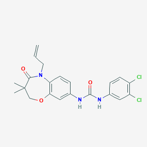 molecular formula C21H21Cl2N3O3 B14122617 1-(5-Allyl-3,3-dimethyl-4-oxo-2,3,4,5-tetrahydrobenzo[b][1,4]oxazepin-8-yl)-3-(3,4-dichlorophenyl)urea CAS No. 1172930-60-7