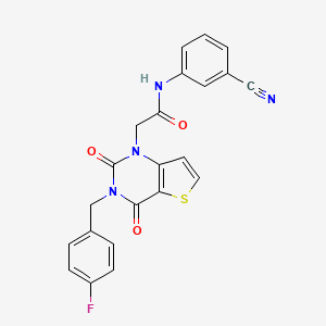 molecular formula C22H15FN4O3S B14122622 N-(3-cyanophenyl)-2-(3-(4-fluorobenzyl)-2,4-dioxo-3,4-dihydrothieno[3,2-d]pyrimidin-1(2H)-yl)acetamide 