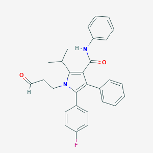 molecular formula C29H27FN2O2 B141227 5-(4-Fluorophenyl)-2-(1-methylethyl)-1-(3-oxopropyl)-N,4-diphenyl-1H-pyrrole-3-carboxamide CAS No. 110862-46-9