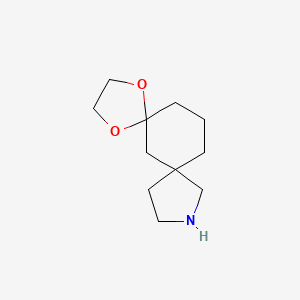 molecular formula C11H19NO2 B1412286 1,4-二氧杂-9-氮杂螺[4.1.4.3]十四烷 CAS No. 1297260-76-4