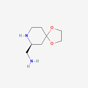 molecular formula C8H16N2O2 B1412297 (S)-1,4-二氧杂-8-氮杂螺[4.5]癸烷-7-甲胺 CAS No. 1352343-55-5