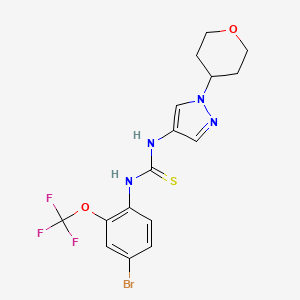 molecular formula C16H16BrF3N4O2S B1412317 N-[4-Bromo-2-(trifluoromethoxy)phenyl]-N'-(1-tetra-hydro-2H-pyran-4-yl-1H-pyrazol-4-yl)thiourea CAS No. 1858250-66-4