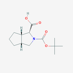 molecular formula C13H21NO4 B1412324 rel-(1R,3aR,6aS)-2-(tert-Butoxycarbonyl)octahydrocyclopenta[c]pyrrole-1-carboxylic acid CAS No. 1610351-01-3