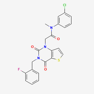 molecular formula C22H17ClFN3O3S B14123464 N-(3-chlorophenyl)-2-(3-(2-fluorobenzyl)-2,4-dioxo-3,4-dihydrothieno[3,2-d]pyrimidin-1(2H)-yl)-N-methylacetamide 