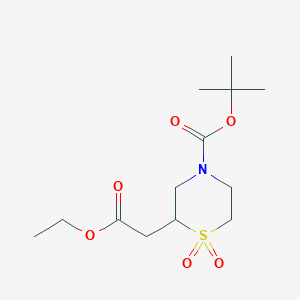 B1412355 Tert-butyl 2-(2-ethoxy-2-oxoethyl)thiomorpholine-4-carboxylate 1,1-dioxide CAS No. 1648864-64-5