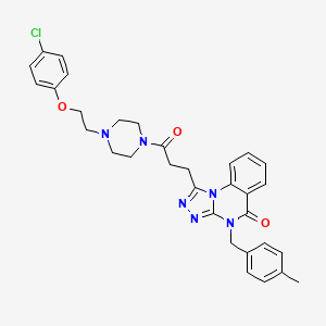 molecular formula C32H33ClN6O3 B14123582 1-(3-{4-[2-(4-chlorophenoxy)ethyl]piperazin-1-yl}-3-oxopropyl)-4-[(4-methylphenyl)methyl]-4H,5H-[1,2,4]triazolo[4,3-a]quinazolin-5-one 