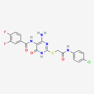 molecular formula C19H14ClF2N5O3S B14123603 N-(4-amino-2-((2-((4-chlorophenyl)amino)-2-oxoethyl)thio)-6-oxo-1,6-dihydropyrimidin-5-yl)-3,4-difluorobenzamide 