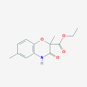 molecular formula C13H15NO4 B14123660 2,6-Dimethyl-3-oxo-3,4-dihydro-2H-benzo[1,4]oxazine-2-carboxylic acid ethyl ester CAS No. 154365-34-1