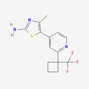 molecular formula C14H14F3N3S B1412368 4-Methyl-5-(2-(1-(trifluoromethyl)cyclobutyl)-pyridin-4-yl)thiazol-2-amine CAS No. 1395492-66-6