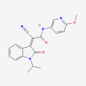 molecular formula C20H18N4O3 B14123685 (2Z)-2-cyano-N-(6-methoxypyridin-3-yl)-2-[2-oxo-1-(propan-2-yl)-1,2-dihydro-3H-indol-3-ylidene]ethanamide 