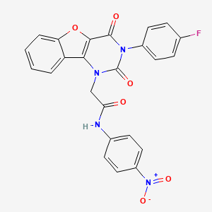 molecular formula C24H15FN4O6 B14123800 2-(3-(4-fluorophenyl)-2,4-dioxo-3,4-dihydrobenzofuro[3,2-d]pyrimidin-1(2H)-yl)-N-(4-nitrophenyl)acetamide 