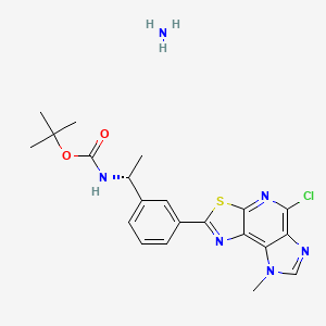 molecular formula C21H25ClN6O2S B1412407 (R)-tert-butyl (1-(3-(5-chloro-8-methyl-8H-imidazo[4,5-d]thiazolo[5,4-b]pyridin-2-yl)phenyl)ethyl)carbamate CAS No. 1779493-13-8