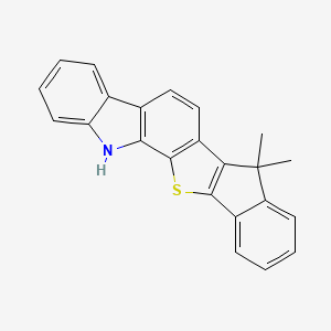 molecular formula C23H17NS B14124184 15,15-dimethyl-23-thia-3-azahexacyclo[11.10.0.02,10.04,9.014,22.016,21]tricosa-1(13),2(10),4,6,8,11,14(22),16,18,20-decaene 