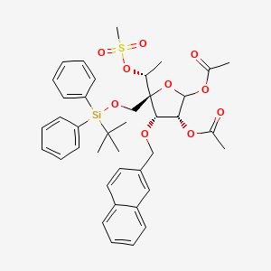 molecular formula C39H46O10SSi B14124245 1,2-Di-O-acetyl-4-({[tert-butyl(diphenyl)silyl]oxy}methyl)-6-deoxy-5-O-(methanesulfonyl)-3-O-[(naphthalen-2-yl)methyl]-D-gulofuranose CAS No. 1174917-66-8