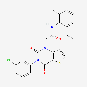 molecular formula C23H20ClN3O3S B14124307 2-(3-(3-chlorophenyl)-2,4-dioxo-3,4-dihydrothieno[3,2-d]pyrimidin-1(2H)-yl)-N-(2-ethyl-6-methylphenyl)acetamide 