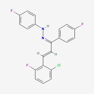 molecular formula C21H14ClF3N2 B14124312 N-[(Z)-[(E)-3-(2-chloro-6-fluorophenyl)-1-(4-fluorophenyl)prop-2-enylidene]amino]-4-fluoroaniline 