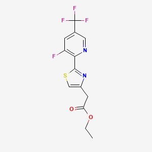 B1412438 Ethyl 2-(2-(3-fluoro-5-(trifluoromethyl)pyridin-2-yl)thiazol-4-yl)acetate CAS No. 1823182-66-6
