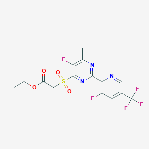 Ethyl 2-((5-fluoro-2-(3-fluoro-5-(trifluoromethyl)pyridin-2-yl)-6-methylpyrimidin-4-yl)sulfonyl)acetate