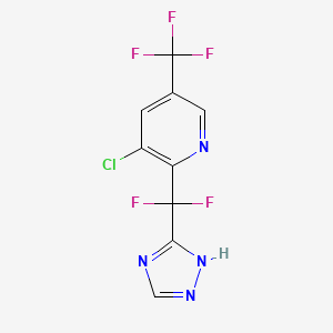 molecular formula C9H4ClF5N4 B1412445 3-氯-2-(二氟（1H-1,2,4-三唑-3-基）甲基）-5-(三氟甲基)吡啶 CAS No. 1823182-80-4