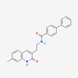 molecular formula C25H22N2O2 B14124474 N-[2-(7-methyl-2-oxo-1H-quinolin-3-yl)ethyl]-4-phenylbenzamide 