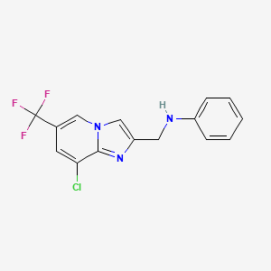 molecular formula C15H11ClF3N3 B1412484 N-((8-chloro-6-(trifluoromethyl)imidazo[1,2-a]pyridin-2-yl)methyl)aniline CAS No. 1823182-60-0