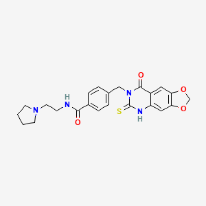 4-[(8-oxo-6-thioxo-5,8-dihydro[1,3]dioxolo[4,5-g]quinazolin-7(6H)-yl)methyl]-N-(2-pyrrolidin-1-ylethyl)benzamide