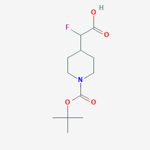 molecular formula C12H20FNO4 B1412495 2-{1-[(Tert-butoxy)carbonyl]piperidin-4-yl}-2-fluoroacetic acid CAS No. 1784989-48-5