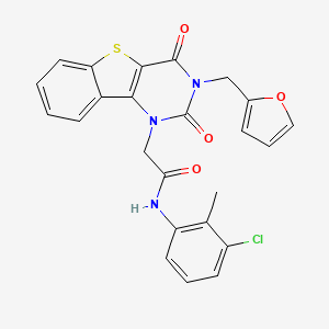 molecular formula C24H18ClN3O4S B14124986 N-(3-chloro-2-methylphenyl)-2-[3-(2-furylmethyl)-2,4-dioxo-3,4-dihydro[1]benzothieno[3,2-d]pyrimidin-1(2H)-yl]acetamide 