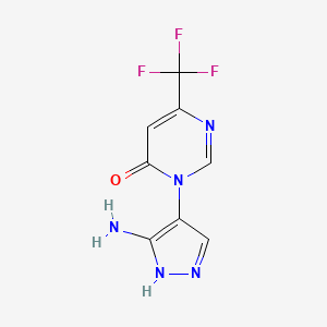 molecular formula C8H6F3N5O B1412499 3-(3-amino-1H-pyrazol-4-yl)-6-(trifluoromethyl)pyrimidin-4(3H)-one CAS No. 1823184-32-2