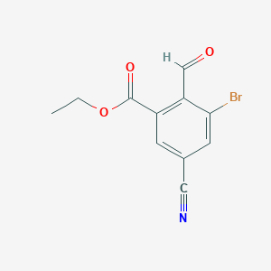 molecular formula C11H8BrNO3 B1412511 Ethyl 3-bromo-5-cyano-2-formylbenzoate CAS No. 1805591-89-2