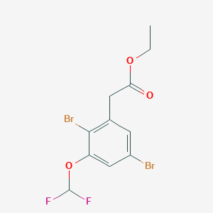 molecular formula C11H10Br2F2O3 B1412554 Ethyl 2,5-dibromo-3-(difluoromethoxy)phenylacetate CAS No. 1803713-25-8