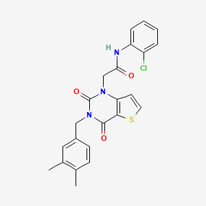 molecular formula C23H20ClN3O3S B14125628 N-(2-chlorophenyl)-2-(3-(3,4-dimethylbenzyl)-2,4-dioxo-3,4-dihydrothieno[3,2-d]pyrimidin-1(2H)-yl)acetamide 