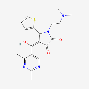 molecular formula C19H22N4O3S B14125653 (4E)-1-[2-(dimethylamino)ethyl]-4-[(2,4-dimethylpyrimidin-5-yl)(hydroxy)methylidene]-5-(thiophen-2-yl)pyrrolidine-2,3-dione 