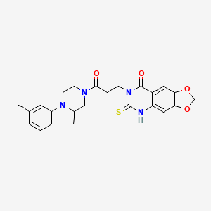 molecular formula C24H26N4O4S B14125752 7-{3-[3-methyl-4-(3-methylphenyl)piperazin-1-yl]-3-oxopropyl}-6-thioxo-6,7-dihydro[1,3]dioxolo[4,5-g]quinazolin-8(5H)-one 