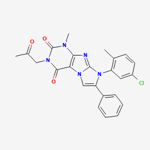 molecular formula C24H20ClN5O3 B14125819 8-(5-chloro-2-methylphenyl)-1-methyl-3-(2-oxopropyl)-7-phenyl-1H-imidazo[2,1-f]purine-2,4(3H,8H)-dione 