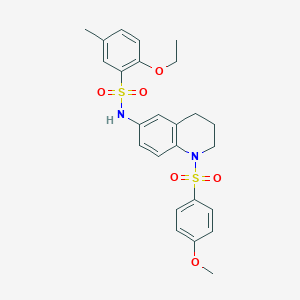 molecular formula C25H28N2O6S2 B14125838 2-ethoxy-N-(1-((4-methoxyphenyl)sulfonyl)-1,2,3,4-tetrahydroquinolin-6-yl)-5-methylbenzenesulfonamide 