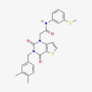 molecular formula C24H23N3O3S2 B14125848 2-[3-(3,4-dimethylbenzyl)-2,4-dioxo-3,4-dihydrothieno[3,2-d]pyrimidin-1(2H)-yl]-N-[3-(methylsulfanyl)phenyl]acetamide 