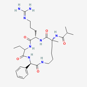 molecular formula C29H46N8O5 B14125867 isobutyryl-D-aMeLys(1)-Arg-DL-Abu-D-Phg-(1) 