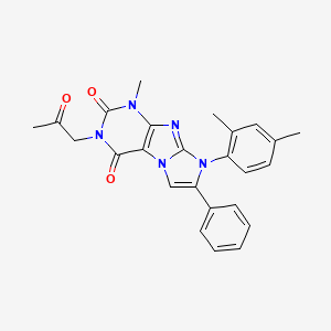 molecular formula C25H23N5O3 B14125896 8-(2,4-Dimethylphenyl)-1-methyl-3-(2-oxopropyl)-7-phenyl-1,3,5-trihydro-4-imid azolino[1,2-h]purine-2,4-dione 