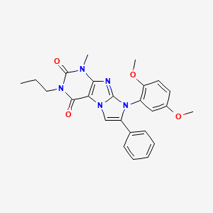 molecular formula C25H25N5O4 B14125903 8-(2,5-dimethoxyphenyl)-1-methyl-7-phenyl-3-propyl-1H-imidazo[2,1-f]purine-2,4(3H,8H)-dione 