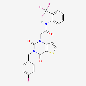 molecular formula C22H15F4N3O3S B14125921 2-(3-(4-fluorobenzyl)-2,4-dioxo-3,4-dihydrothieno[3,2-d]pyrimidin-1(2H)-yl)-N-(2-(trifluoromethyl)phenyl)acetamide 